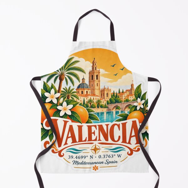 Artikelvorschau, Valencia, Spanien – Reiseaufkleber mit Koordinaten – Mediterranes Vintage-Abzeichen entworfen und verkauft von ChicClicker.
