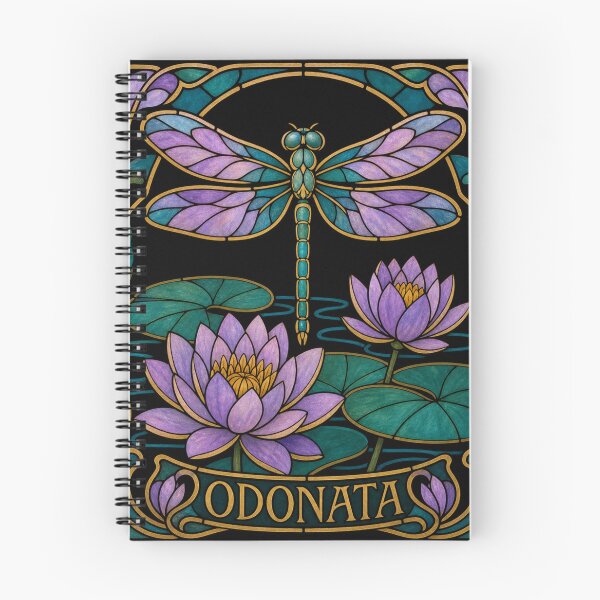 Item preview, Glass Dragonfly and Water Lily - Odonata Art designed and sold by digital.stickerperso.com.
