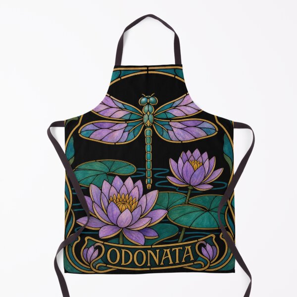 Item preview, Glass Dragonfly and Water Lily - Odonata Art designed and sold by digital.stickerperso.com.