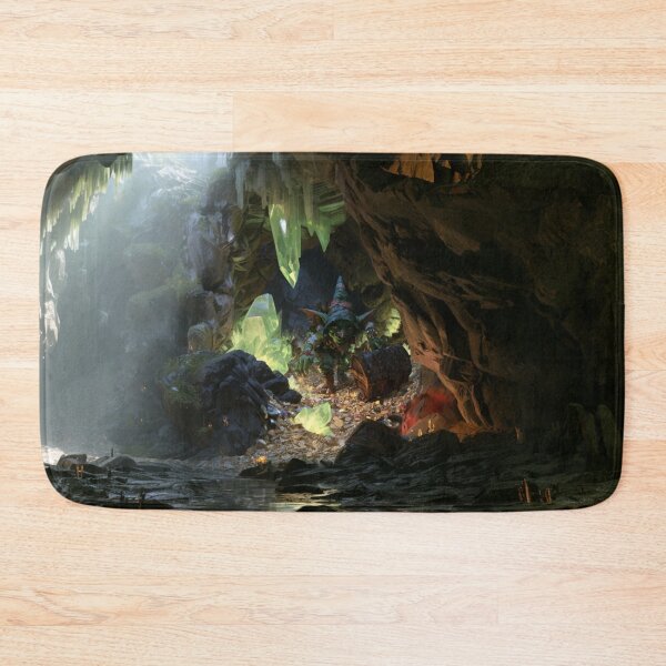Item preview, A mischievous Goblin sneaking through hidden cave tunnels overflowing with stolen treasure illuminated by glowing crystals, Fantasy & Mythological Creatures designed and sold by CDC40.