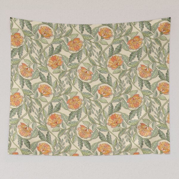 Item preview, Vintage Chintz in Soft Orange and Sage Green designed and sold by micklyn.