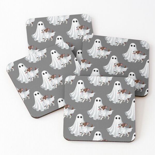 Item preview, Cute Ghosts with Little Dogs Halloween Pattern designed and sold by Camel & Quirk.