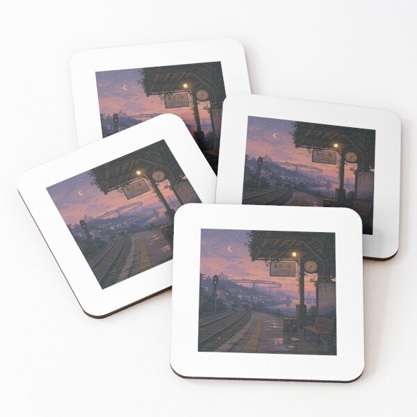 Item preview, Disused Railway Platform Beneath a Crescent Moon designed and sold by goliaththeworm.