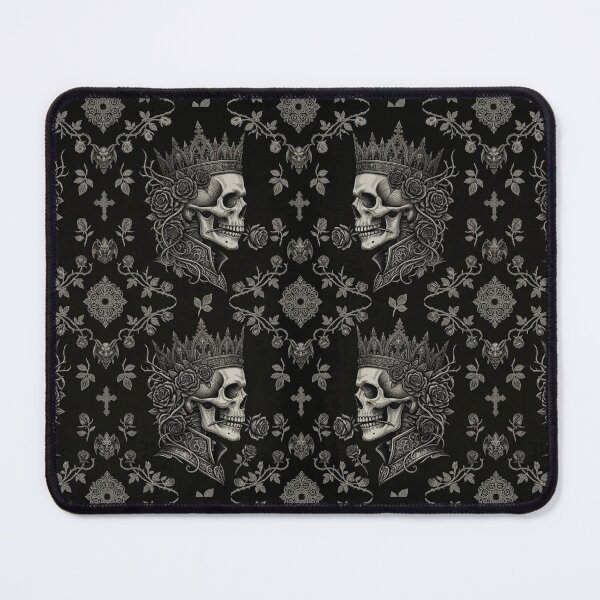 Item preview, Gothic Crowned Skull" - Dark Monochrome Damask & Victorian Rose designed and sold by cabuks.