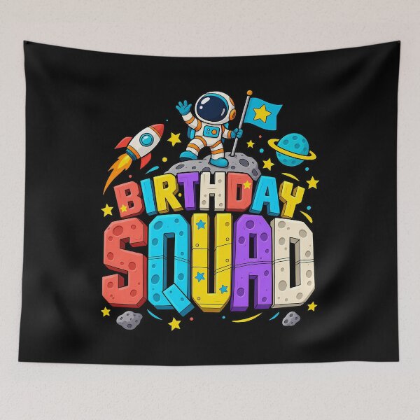 Aperçu de l'œuvre Birthday Squad Astronaut Kids Birthday créée et vendue par ShirTomDesigns.