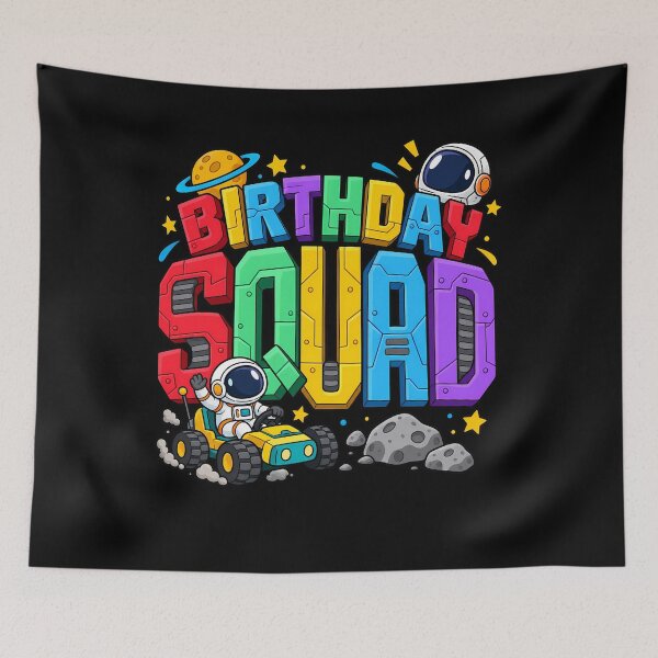 Aperçu de l'œuvre Birthday Squad Astronaut Funny Kids Birthday créée et vendue par ShirTomDesigns.