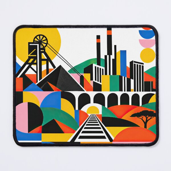 Artikelvorschau, Colorful geometric abstract cityscape poster featuring industria entworfen und verkauft von ckybe.