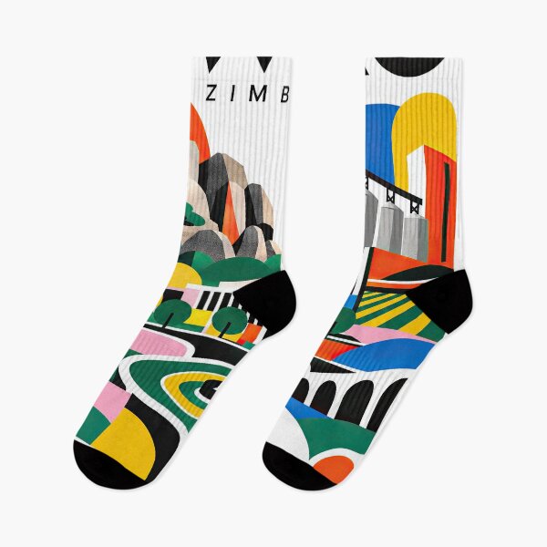 Aperçu de l'œuvre Colorful geometric illustration of Zimbabwe featuring stylized l créée et vendue par ckybe.