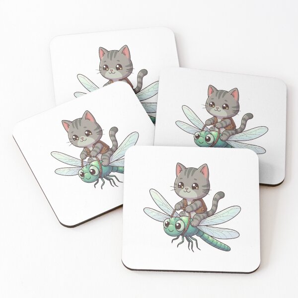 Item preview, Cute Cat Riding Giant Dragonfly designed and sold by Ella_Sketch.