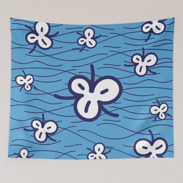 Item preview, Blue floral print fabric designed and sold by Wolagno.