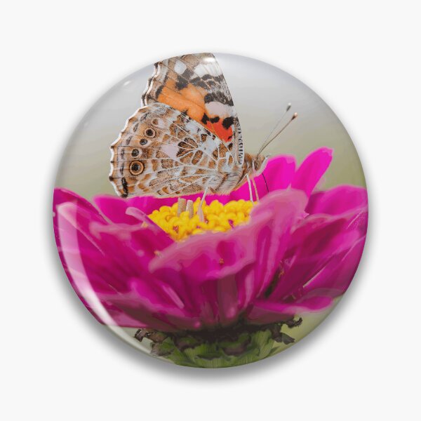 Item preview, Painted Lady Butterfly on Pink Zinnia designed and sold by Roamgrain Photos.