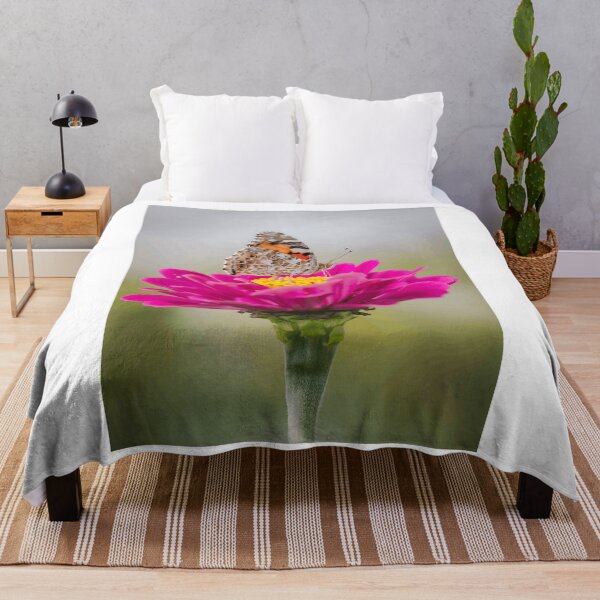 Item preview, Painted Lady Butterfly on Pink Zinnia designed and sold by Roamgrain Photos.