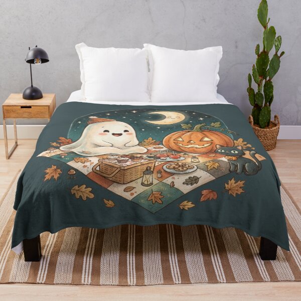 Item preview, Night Picnic with Ghost and Cat designed and sold by homedeco12.