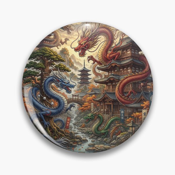 Item preview, Traditional Asian houses and dragons designed and sold by snoWorkshop.
