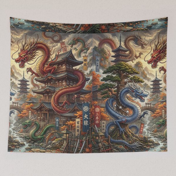 Item preview, Traditional Asian houses and dragons designed and sold by snoWorkshop.