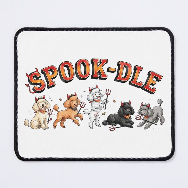 Item preview, Funny Halloween Poodle SPOCK-DLE Five Poodles Devil Fork Spooky Dog designed and sold by elisarasada.