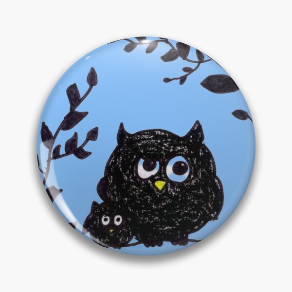 Item preview, Black Owls Parent and Baby on Branch designed and sold by MagicYana.
