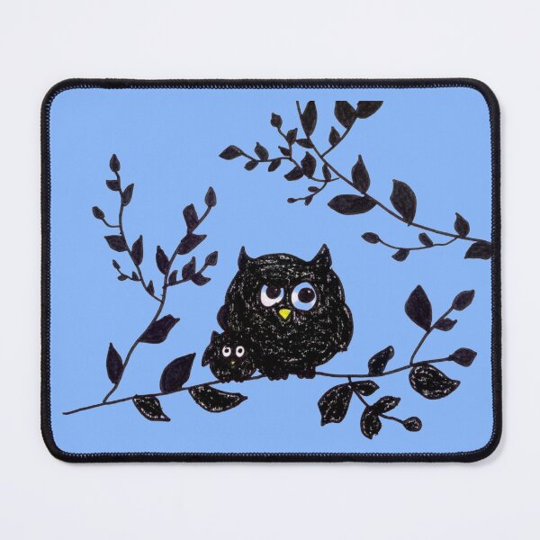 Item preview, Black Owls Parent and Baby on Branch designed and sold by MagicYana.