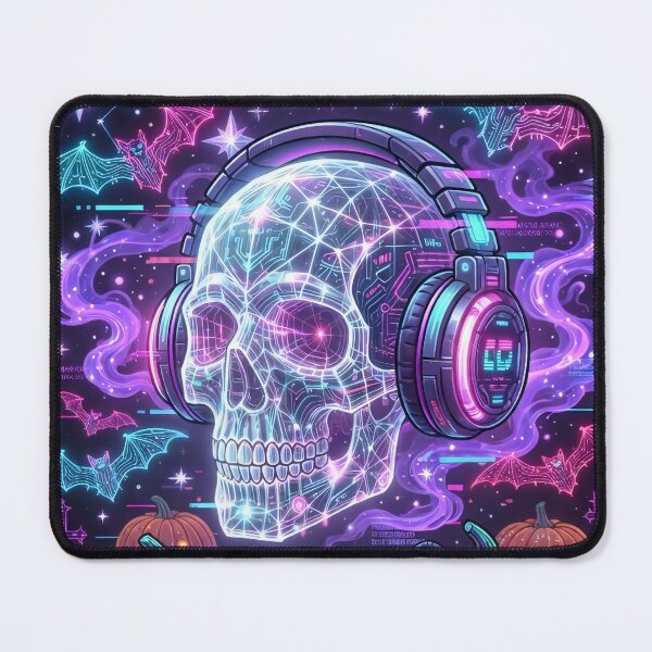 Item preview, Cyberpunk Neon Tech Skull and Pumpkins designed and sold by homedeco12.