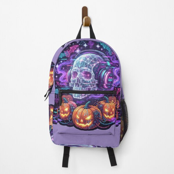 Item preview, Cyberpunk Neon Tech Skull and Pumpkins designed and sold by homedeco12.