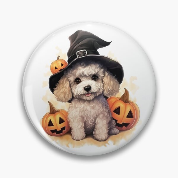 Item preview, Halloween Cute Poodle Cartoon Watercolor Pumpkin Spooky Dog designed and sold by elisarasada.