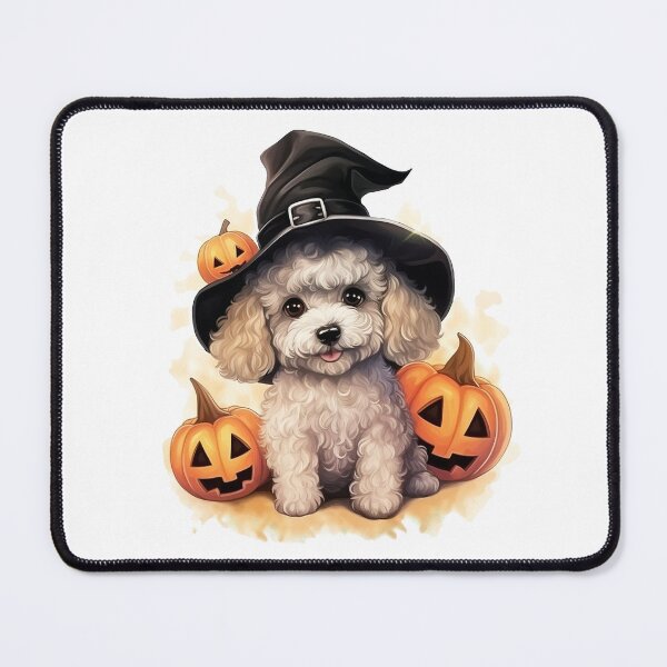 Item preview, Halloween Cute Poodle Cartoon Watercolor Pumpkin Spooky Dog designed and sold by elisarasada.