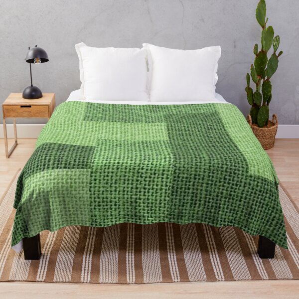 Item preview, Green Geometric Burlap Pattern — Modern Green Block Texture Print designed and sold by LYAN-STORE.