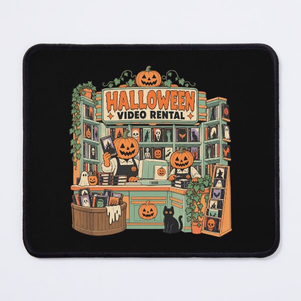 Item preview, Halloween Video Rental Retro Comic VHS Store Interior artwork designed and sold by Felinefinesse.