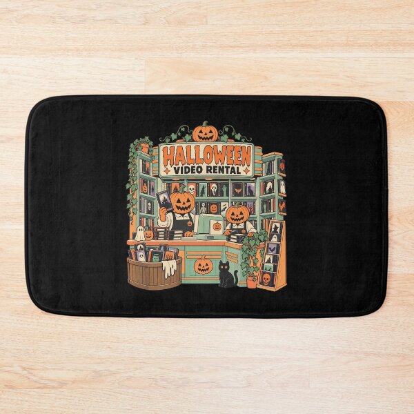 Item preview, Halloween Video Rental Retro Comic VHS Store Interior artwork designed and sold by Felinefinesse.