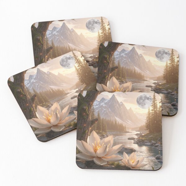 Item preview, Moonlit Lotus Valley - Enchanted Fantasy Landscape designed and sold by nhk999.