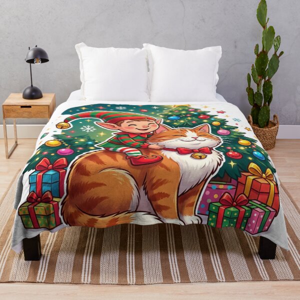 Item preview, Christmas Elf with a Cute Cat designed and sold by Simplybe1.