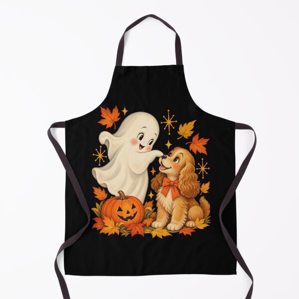 Item preview, Cute Sheet Ghost Petting Golden Dog Autumn Leaves Artwork designed and sold by yassin-stags.