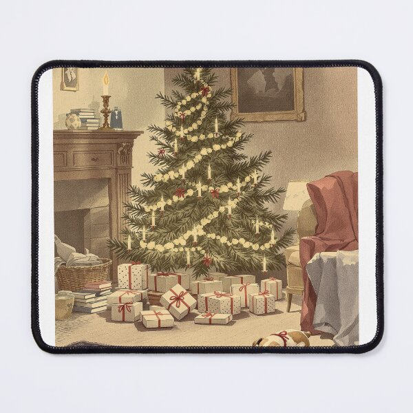 Item preview, Candle-lit Christmas Tree and Parcels, Victorian Parlour designed and sold by GildedFolio.
