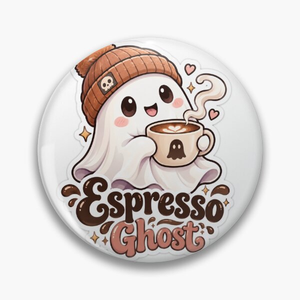 Item preview, Cute Spooky Ghost Drinking Coffee Kawaii Aesthetic Sticker designed and sold by SlapHappyArt.