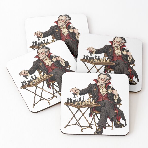 Item preview, Elegant vampire plays chess, tea, Dracula, Gothic Fantasy designed and sold by LongIslandDesgn.