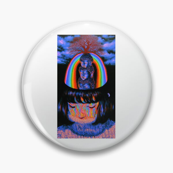 Item preview, Three Buddha Heads Rising Through A Rainbow Portal designed and sold by MongLongStudio.