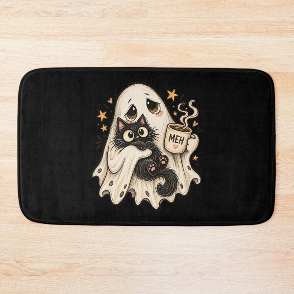 Item preview, Heartwarming Sheet Ghost Black Cat MEH Coffee Mug Autumn designed and sold by Aqouiatiqe.