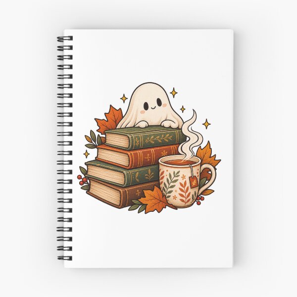 Item preview, Cozy Autumn Ghost Reading Books – Cute Fall Tea Lover designed and sold by  ADBIB Design.