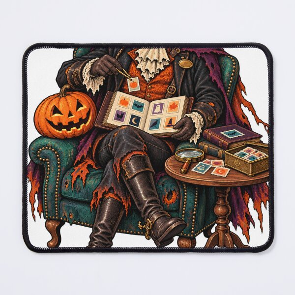 Item preview, Headless Horseman Collects Stamps Halloween Pumpkin Chair designed and sold by LongIslandDesgn.