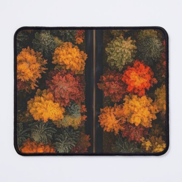 Item preview, Aerial Autumn Forest Road — Moody Top Down Fall Photography designed and sold by LYAN-STORE.