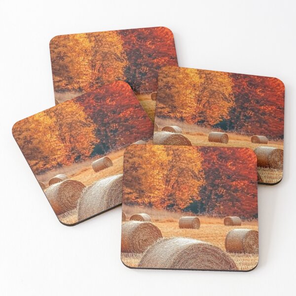 Item preview, Autumn Hay Bales Field — Scenic Rural Fall Landscape Photography designed and sold by LYAN-STORE.