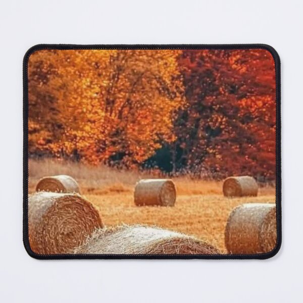 Item preview, Autumn Hay Bales Field — Scenic Rural Fall Landscape Photography designed and sold by LYAN-STORE.