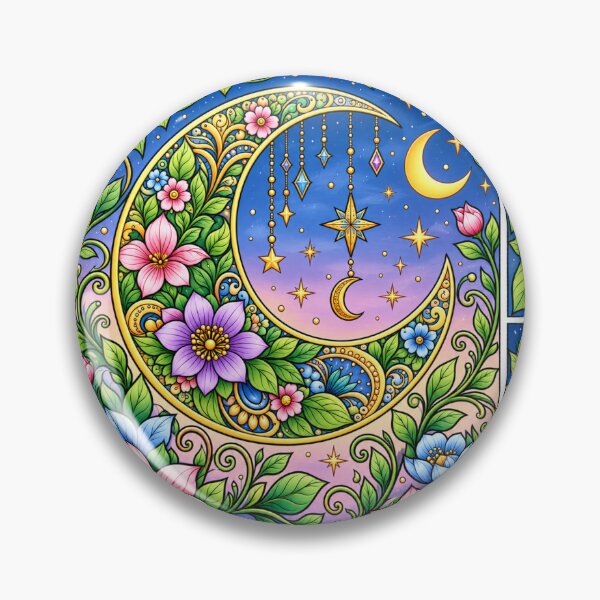 Artikelvorschau, Blumenmuster mit Mond und Sternen entworfen und verkauft von EMORA NOVAIRE.