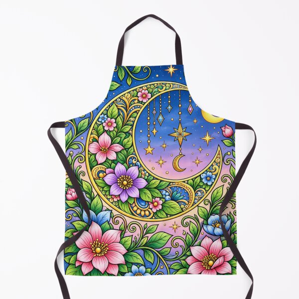 Aperçu de l'œuvre Motif floral lune et étoiles créée et vendue par EMORA NOVAIRE.