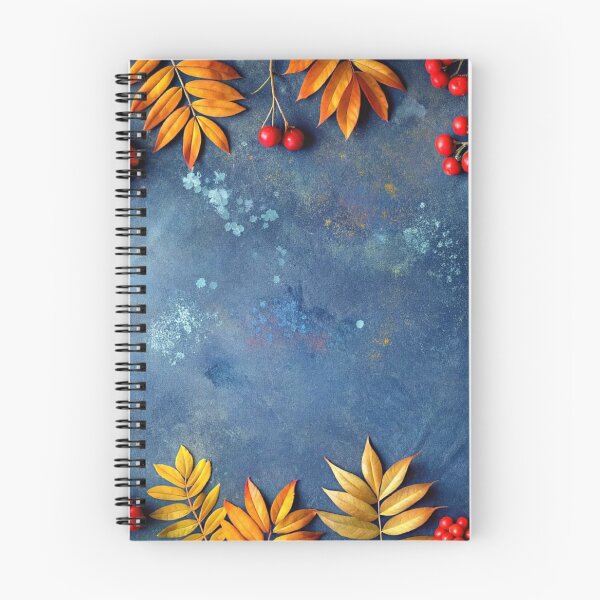 Item preview, Autumn Leaves and Rowan Berries Frame — Dark Blue Fall Flat Lay Photography designed and sold by LYAN-STORE.