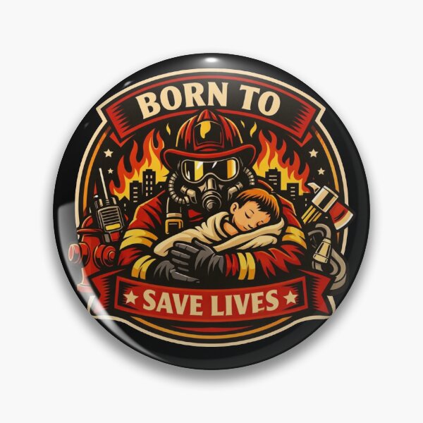 Item preview, Born to Save Lives Firefighter Badge – Heroic Rescue Vintage Sticker   designed and sold by Timeless Junction.