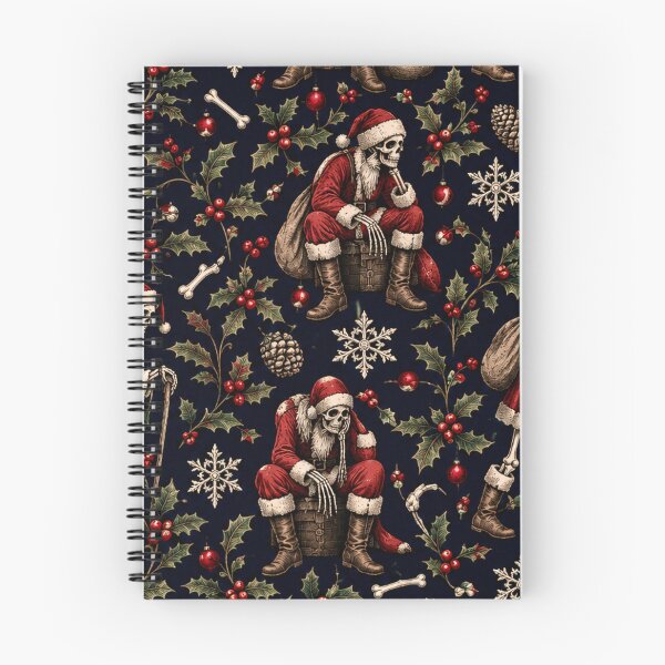 Item preview, Gothic Skeleton Santa" - Dark Aesthetic Creepy Christmas & Moody Holiday Pattern designed and sold by cabuks.