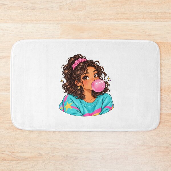 Item preview, Bubblegum Girl Retro 80s Curly Hair and Scrunchie designed and sold by Sandy's Cheeky Studio.