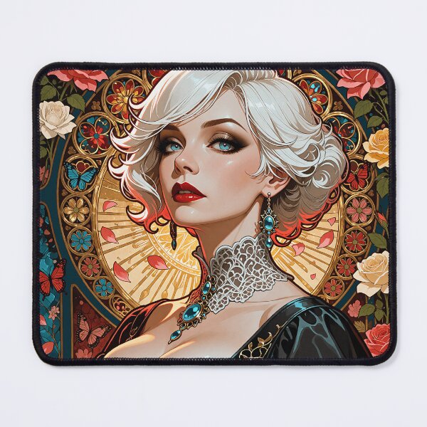 Item preview, Art Nouveau Lumiere Silver Hair Dark Academia Poster designed and sold by BorgSpareParts.