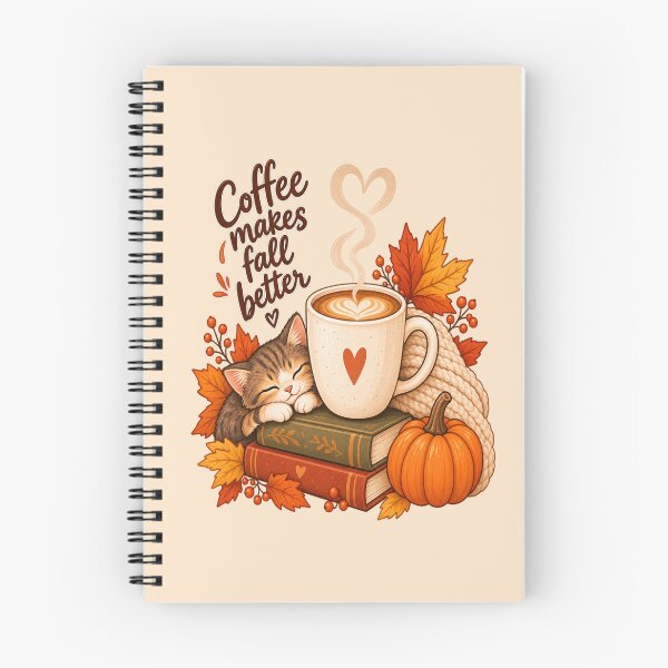 Item preview, Coffee Makes Fall Better – Cozy Autumn Coffee Cat designed and sold by NovaNest  Studio.